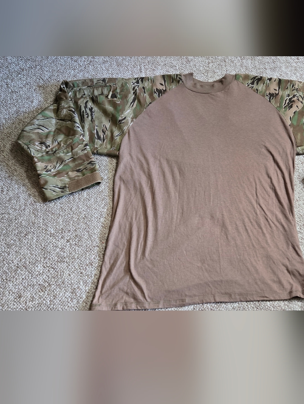 HQ Issue Combat CamoShirt Rip Stop Construction Long Sleeve Zip Pockets Sz 2XLR